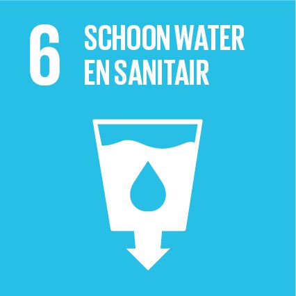 SDG 6 logo: Schoon water en sanitair.