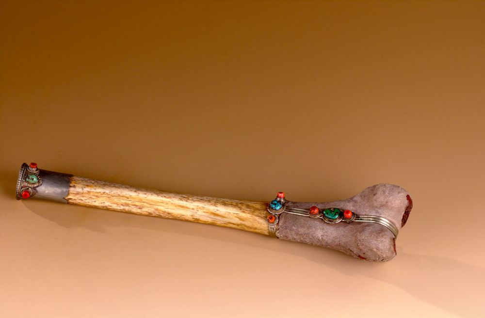 Rituele fluit vervaardigd uit een menselijk dijbeen, afkomstig uit Tibet