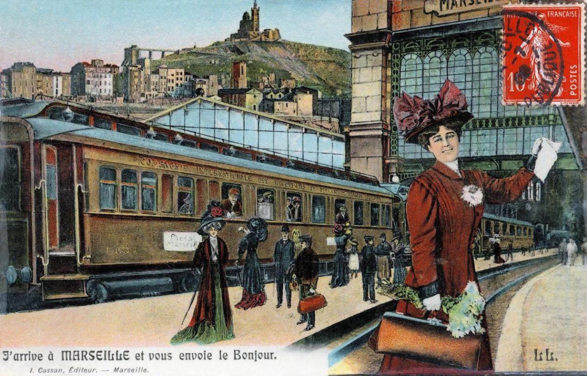 Aankomst in Marseille, prentbriefkaart ca 1905 Uitgever I. Cassan